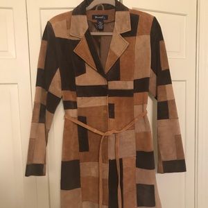 Women’s denim & co patched leather duster